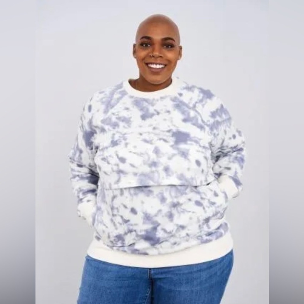 Latched mamma breastfeeding and maternity crewneck sweatshirt xxs with pockets.